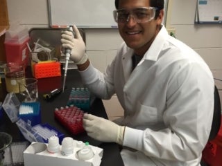 Lab member conducting an experiment
