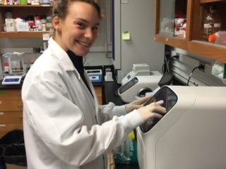 Lab member conducting an experiment
