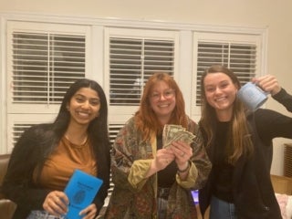 Winners of the trivia game (Taanvii, Erica, and Miranda)