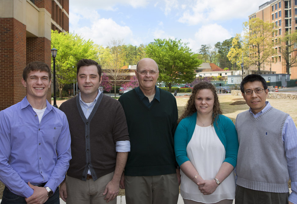 From left to right in image: Justin Rectenwald (BBSP 1st year), Eric Brustad (Chemistry), Charlie Carter (Biochemistry and Biophysics), Jessica Hobson (BBSP 1st year), and Rihe Liu (Pharmacy).