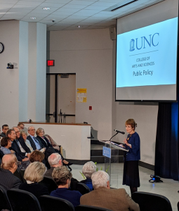Dr. Mary Sue Coleman at UNC with audience on November 29 2018
