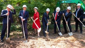 Photo of 7 people Groundbreaking ceremony of the Sancar Turkish Cultural and Community Center located at 1609 East Franklin Street. Chapel Hill, NC. August 30, 2018. Turkish Ambassador to the United States, Serdar Kilic, and Chapel Hill Mayor, Pam Hemminger, in attendance. photo credit Jon Gardiner UNC Chapel Hill