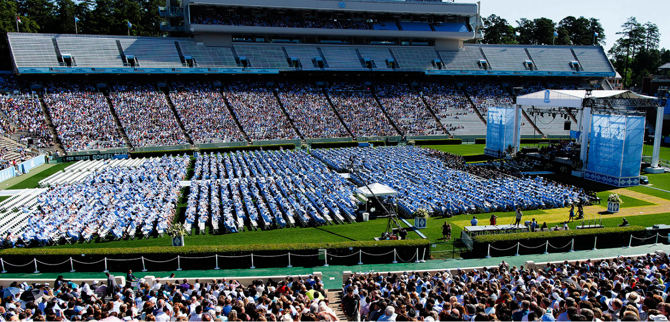 UNC commencement photo of large crowd at stadium