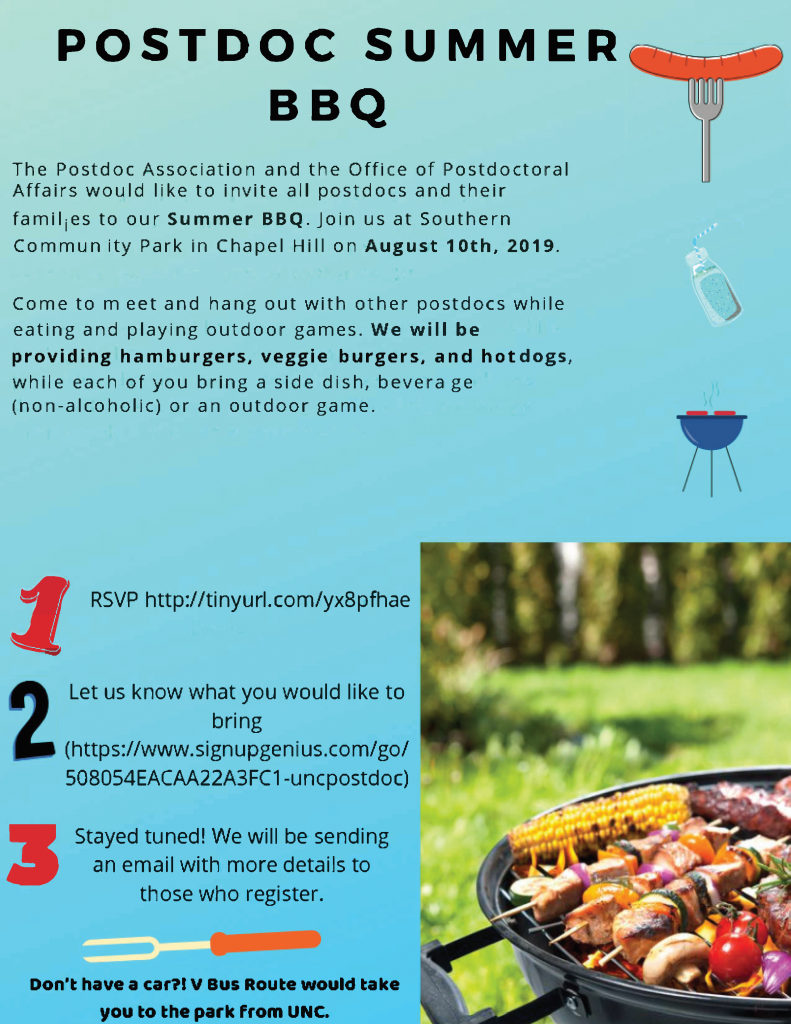 Postdoc Summer BBQ on August 10