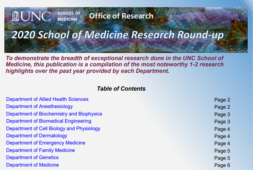 banner of the unc som office of research newsletter