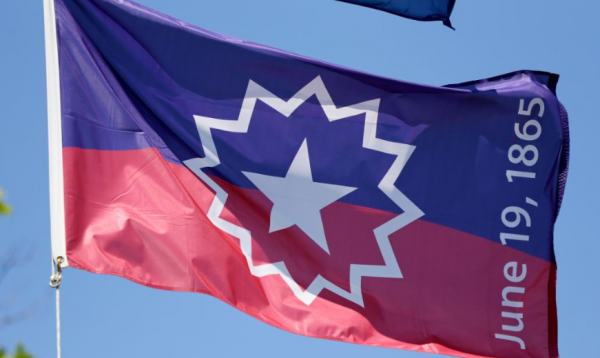 Juneteenth red and purple flag