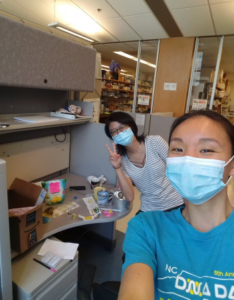 WinSPIRE two graduate Odessa Goudy and students in the lab desk