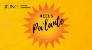 Yeloow background with orange sun with points text "Heels Pa'lante"