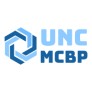 biophysics logo in light and dark blue with text "UNC MCBP"