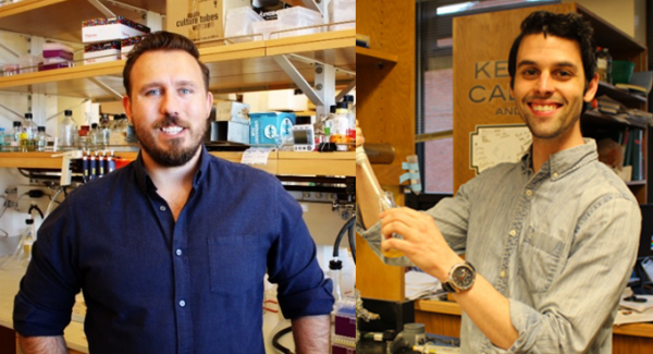 Rick Baker PhD and Kevin Cannon PhD shown in a lab