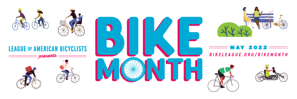 bike month with icons of bicycles