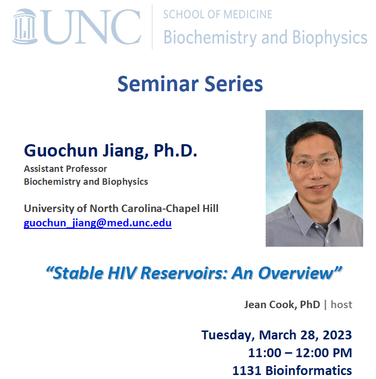 Guochun Jiang seminar "Stable HIV Reservoirs: An Overview".