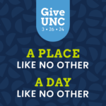 Text " Give UNC 3-26-24 a place like no other a a day like no other" on dark blue background