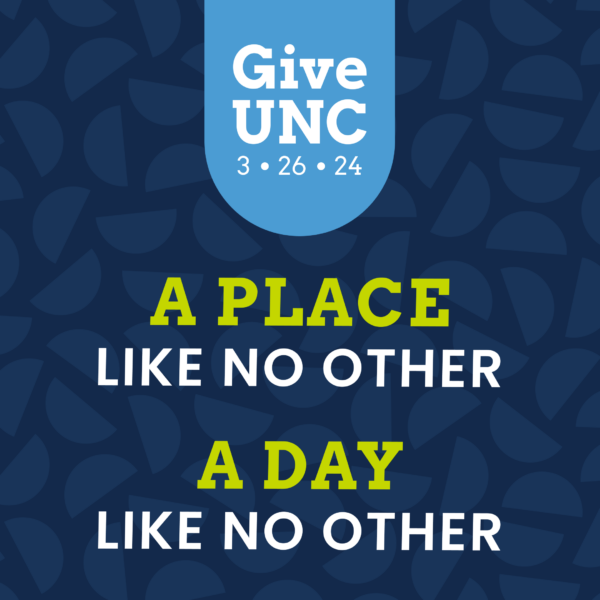 Text " Give UNC 3-26-24 a place like no other a a day like no other" on dark blue background