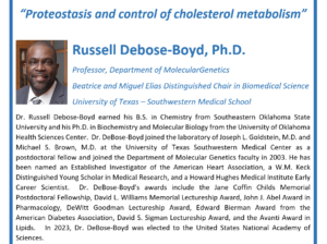 seminar flier with text about speaker Russell Debose-Boyd PhD of UT-SW