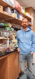  Dillon Sloan in blue sweatshirt in lab