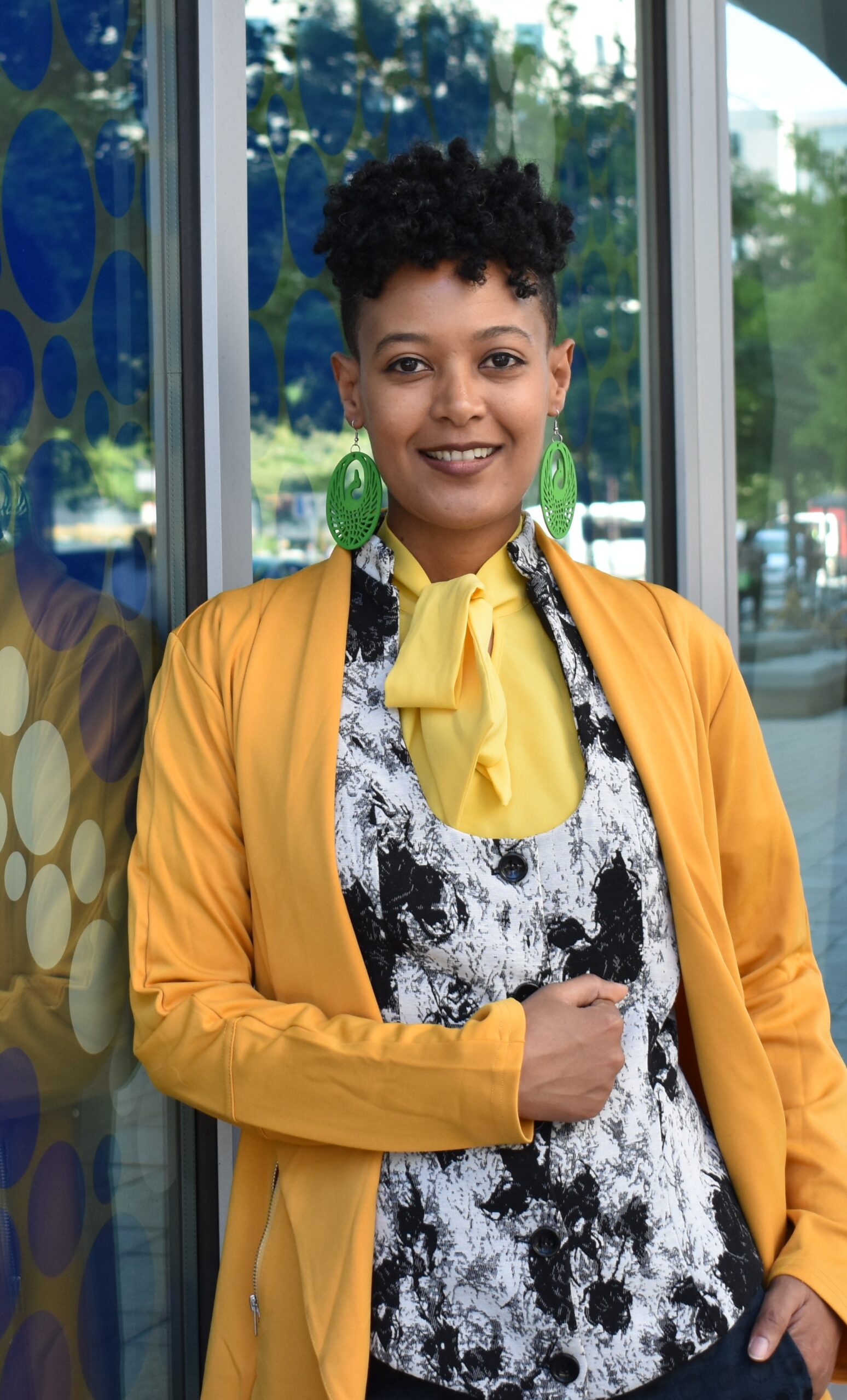 Tigist Tamir hand in a fist folded in front of her