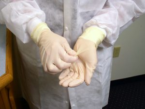healthcare provider with gloves