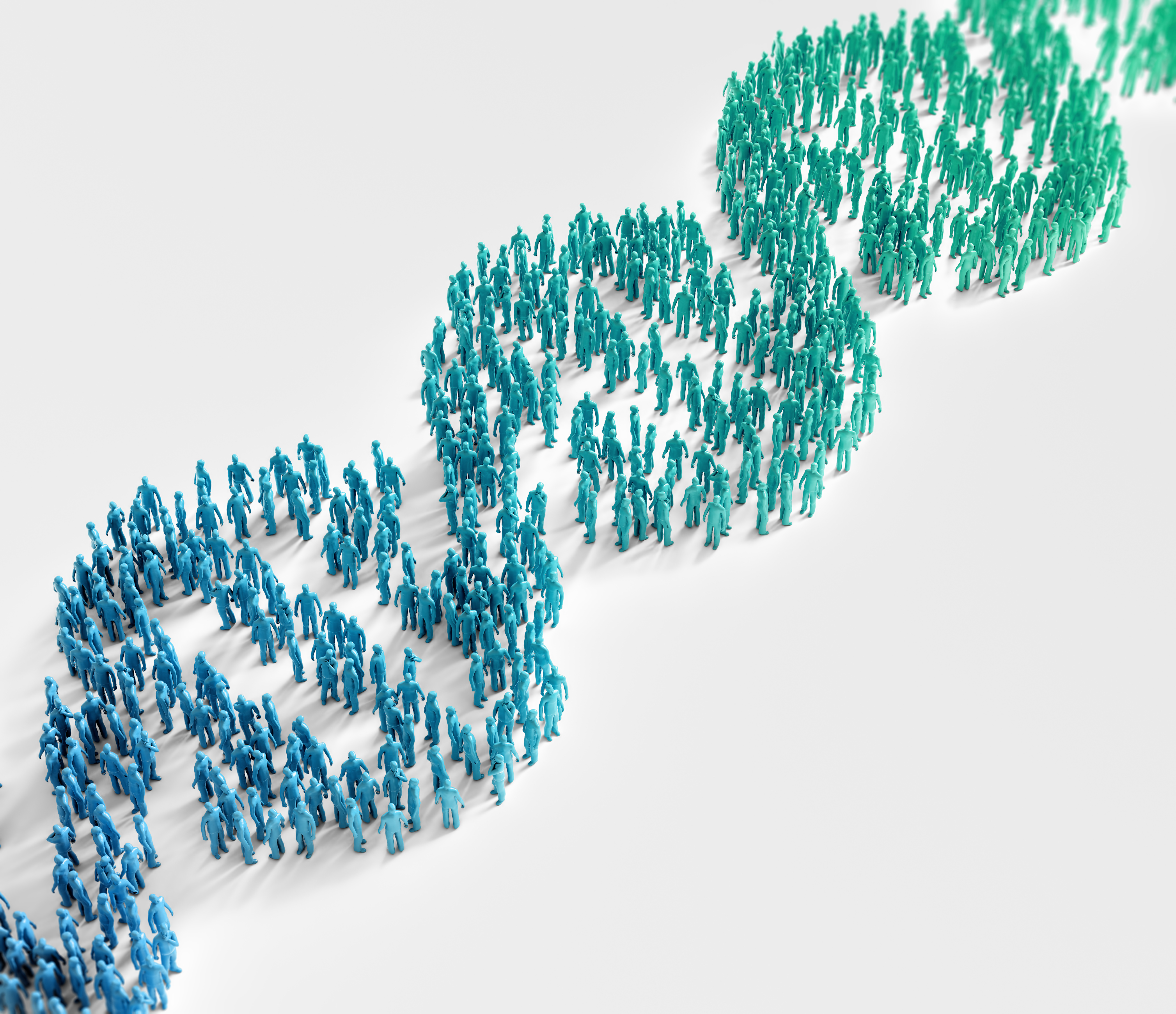 Tiny people forming a DNA helix