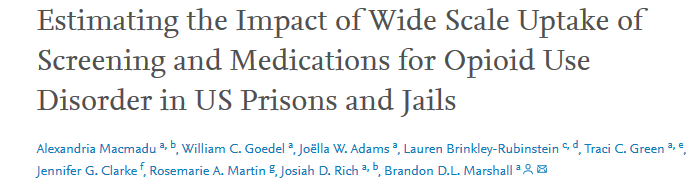 Estimating the Impact of Wide Scale Uptake of Screening and Medications for Opioid Use Disorder in US Prisons and Jails