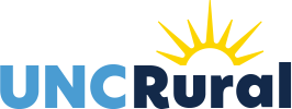 Three-color logo for UNC Rural.