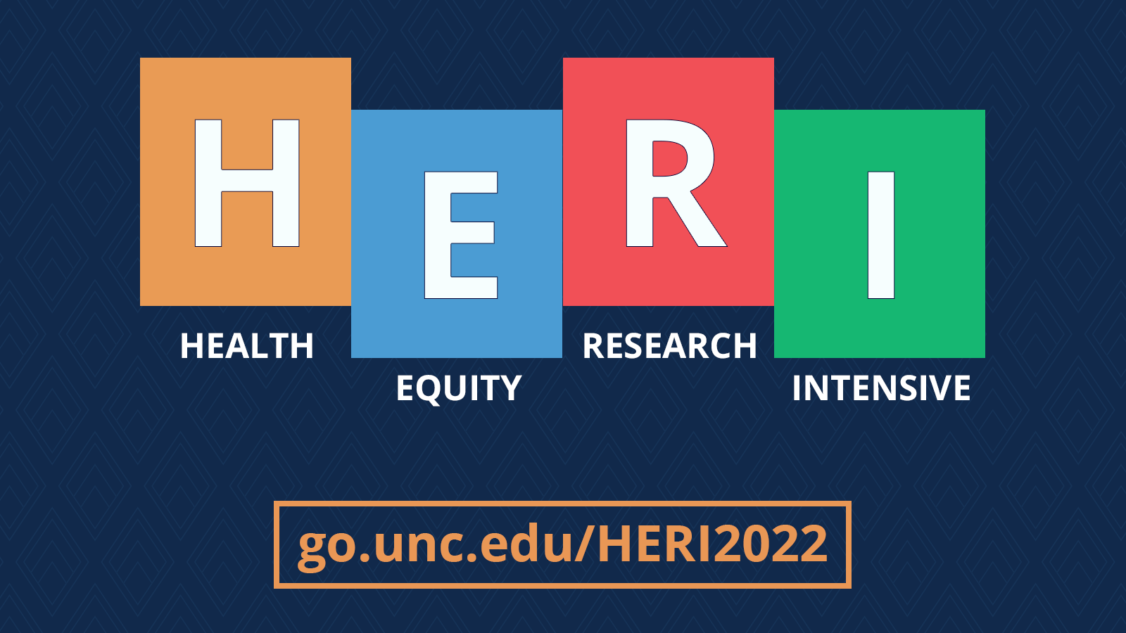 The HERI 2022 logo on a navy background. Includes the URL go.unc.edu/HERI2022