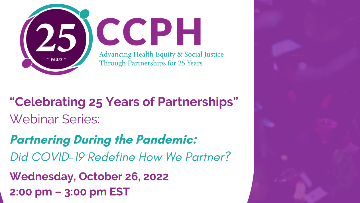 Graphic flyer for Partnering During the Pandemic: Did COVID-19 Redefine How We Partner? All information is on the event page.