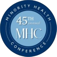 Round logo for the 45th Minority Health Conference (MHC).