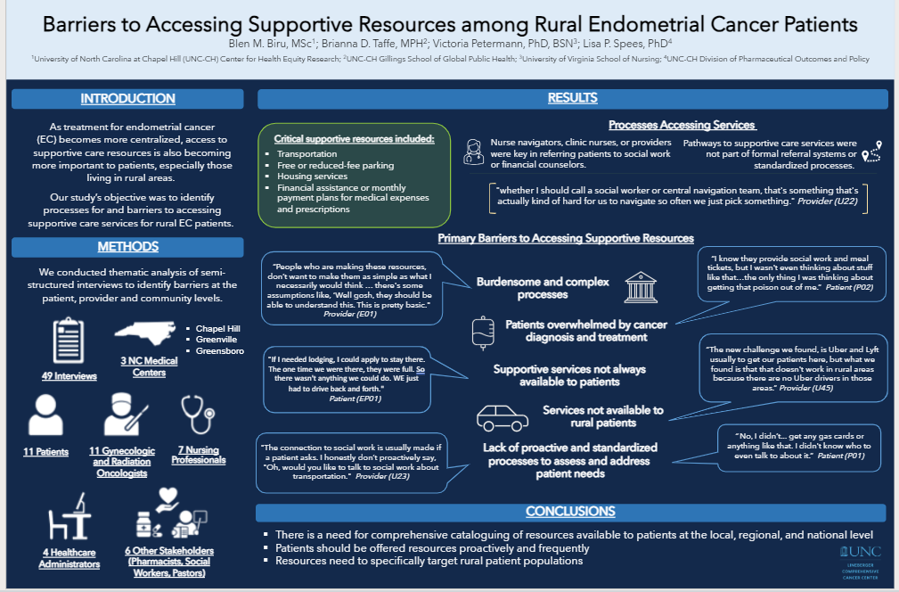 Poster "Barriers to Accessing Supportive Resources among Rural Endometrial Cancer Patients"