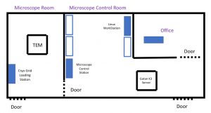 diagram of Cryo EM Core lab rooms and spaces