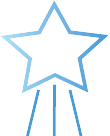 A blue star with lines coming off the bottom