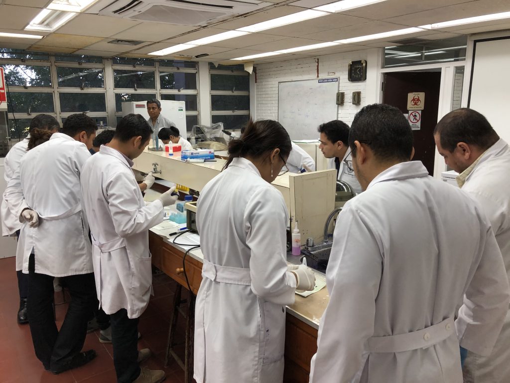 Students conducting research in the lab at UNAN
