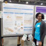 Grace Byfield, PhD standing next to ACMG 2023: Salt Lake City, Utah “Co-Designing Genetics and Genomics Educational Modules for Community Engagement” Poster