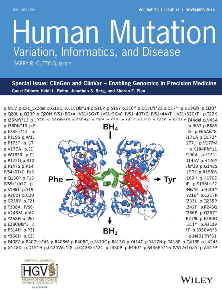 Human Mutation: ClinGen and ClinVar Special Edition Cover