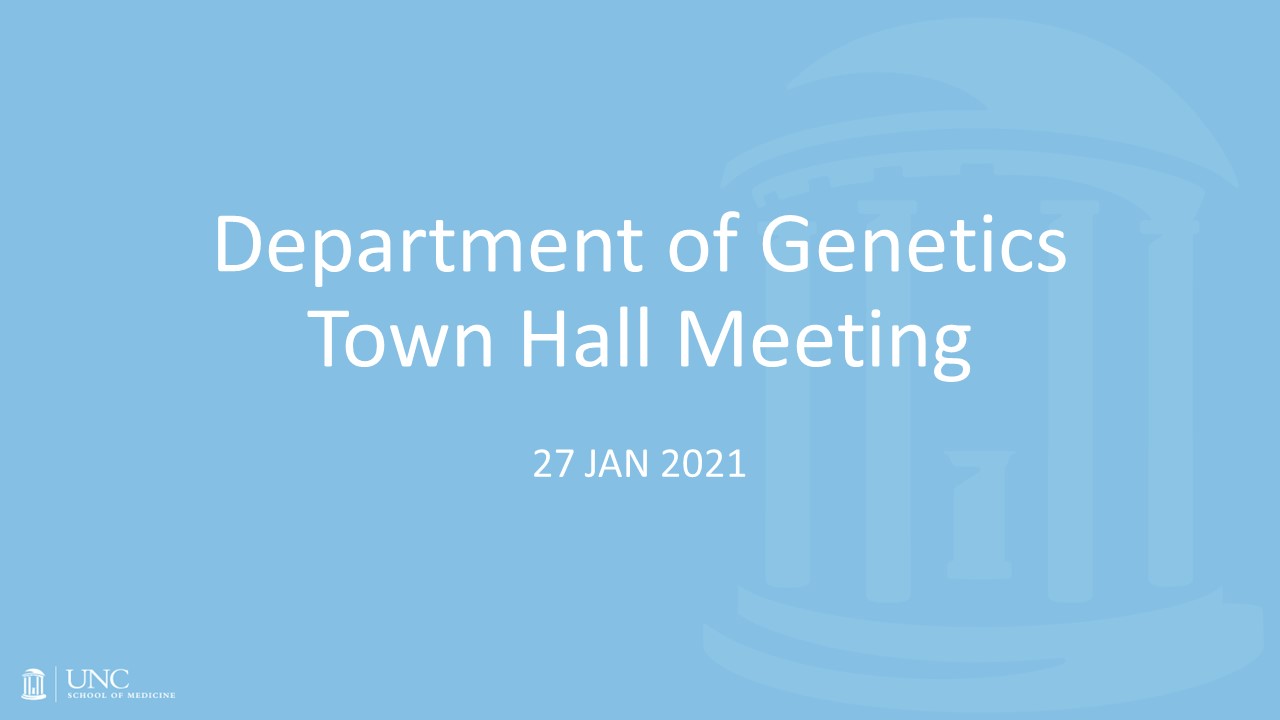Genetics Town Hall Meeting - 27JAN2021