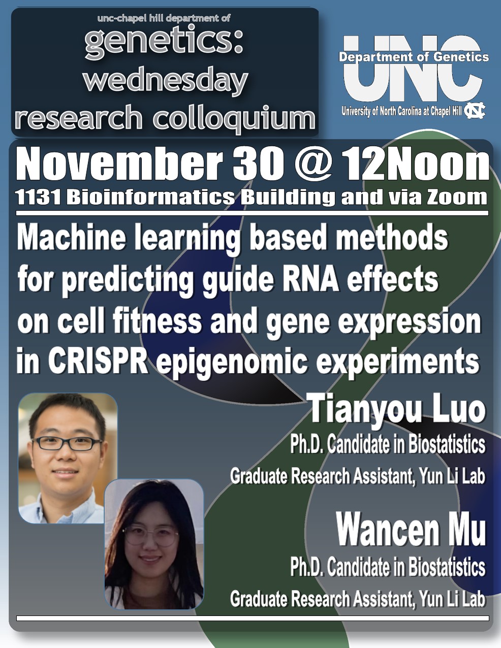 Genetics Colloquium_22 1130 Tianyou Luo and Wancen Mu