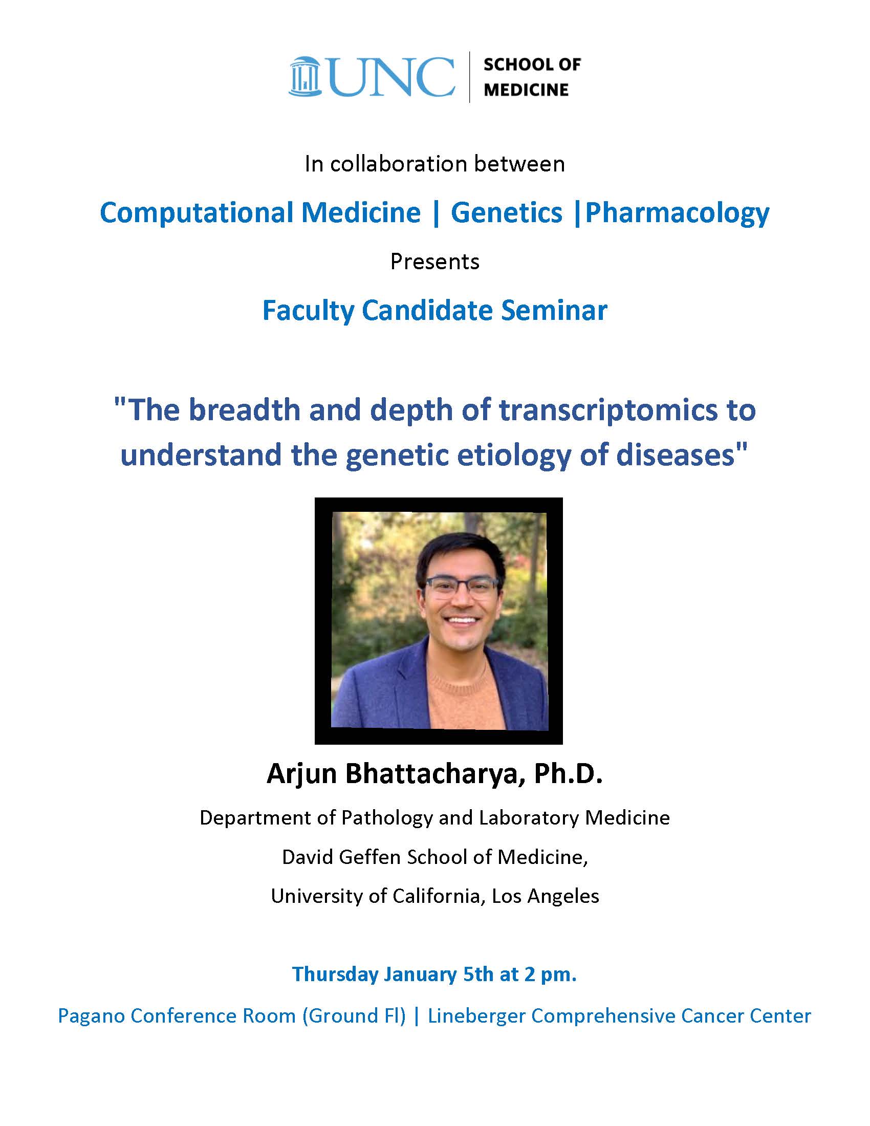 Computational Medicine Genetics Faculty Candidate Arjun Bhattacharya January 5 2023