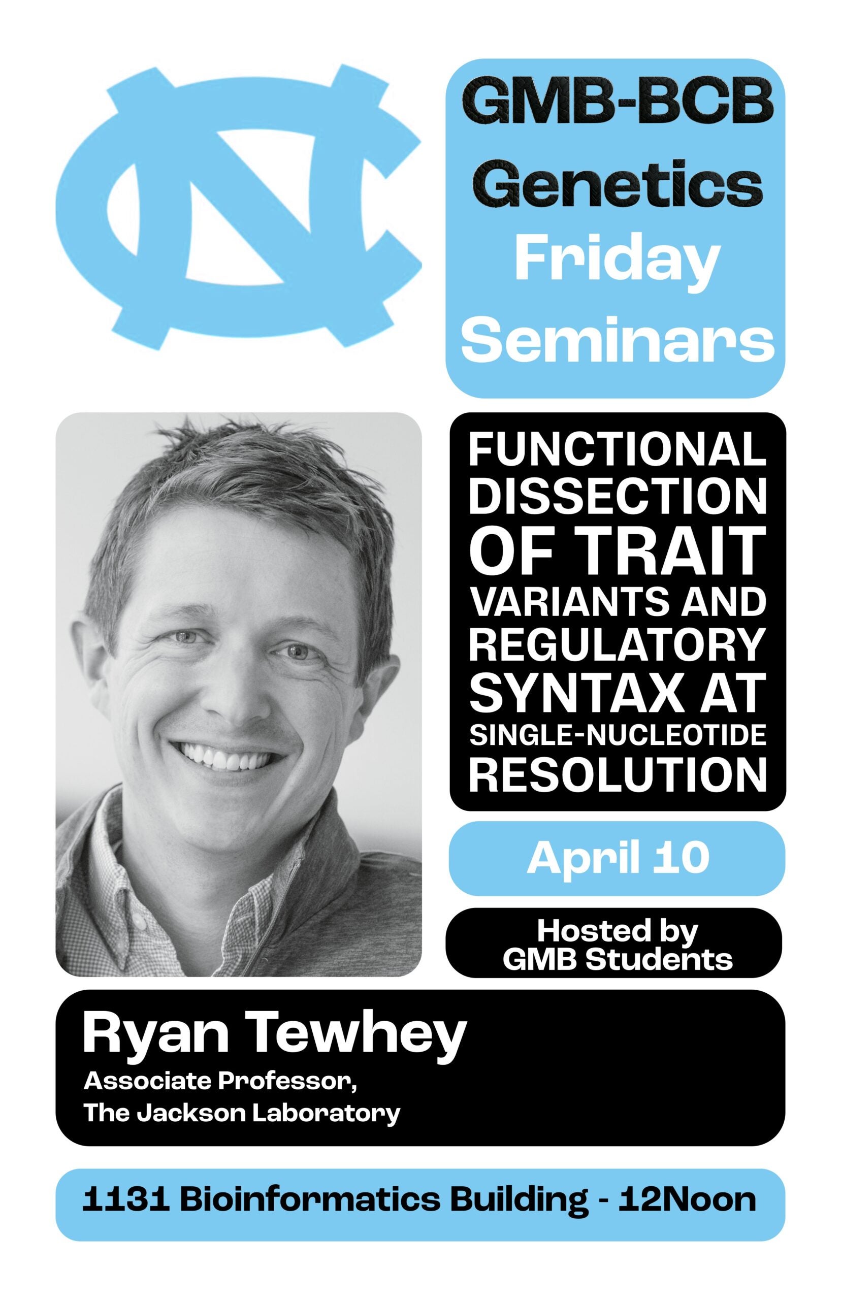 GMB BCB Friday Seminar Series April 10 Ryan Tewhey