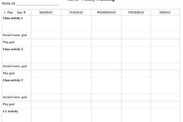 Weekly Planning - Classroom
