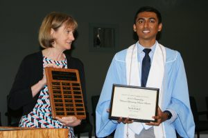 Neil Patel, who received the 2018 Outstanding Senior Award, at the Division of Clinical Laboratory Science graduation celebration.