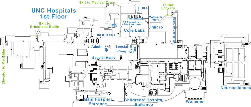map of UNC Hospitals Laboratories