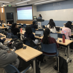 CPL Aging Fellow Kendra Oliver-Derry co-led a workshop with MCJC Education Director Aisha Booze-Hall (pictured) for Health Behavior students at the University of North Carolina at Chapel Hill