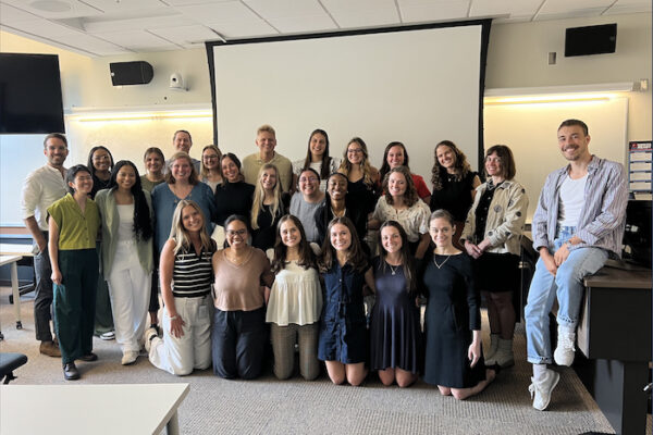 Students in the spring 2024 MSOT course focused on community practice, as well as Dr. Ryan Lavalley, back left, and course TA Seth Mitchell, right.