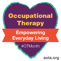 Purple Heart with the words: Occupational Therapy, Empowering Everyday Living #OTMonth