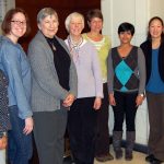 PhD students Khalilah Johnson and Caroline McCarty; Dr. Virginia Dickie, Professor;  Dr. Betty Hasselkus; and PhD students Lauren Holahan, Chetna Sethi, Adrienne Miao, and Valerie Fox.