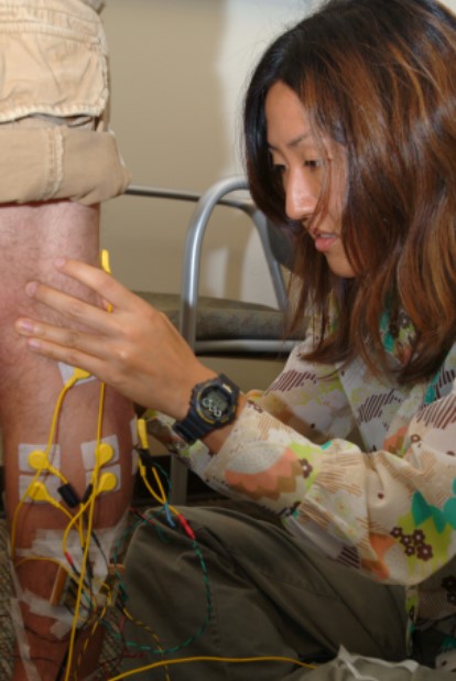 A student working in the EMG Lab