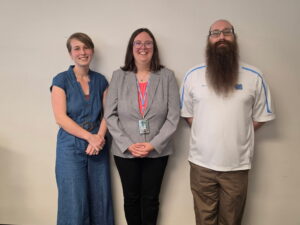 Mags McAllister, Monica Ridlehoover, and Joel Thompson at the April DHS Research Forum
