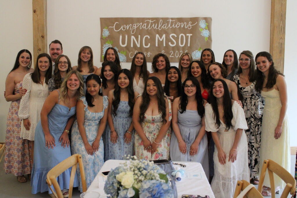 UNC MSOT Class of 2026 group gathered at celebration ceremony