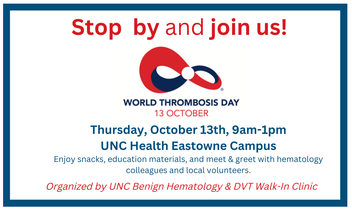 World thrombosis day flyer. Full text description located below the image.