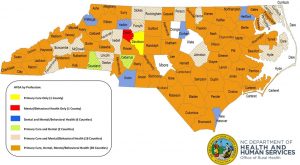 Map of North Carolina Health Profession Shortages
